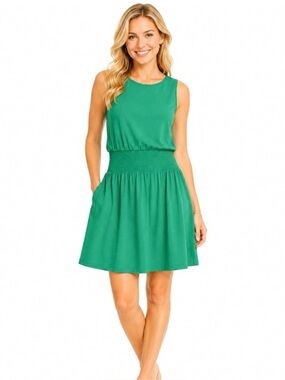 Universal Thread Teal Sleeveless Smocked-Waist Mini Dress